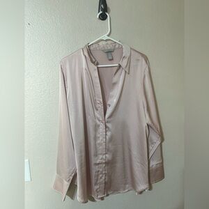 H&M Silky Blush Button-Up Blouse